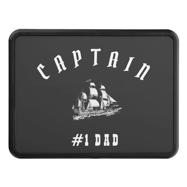 Dad Captain Modern Daddy Father Black Hitch Cover (Front)