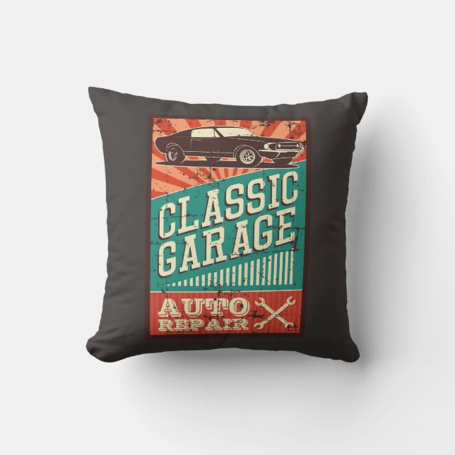 Dad Car Service Throw Pillow (Front)