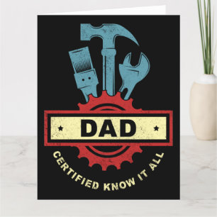 DAD: Certified Know It All Vintage Men’s Handyman Letterpress Thank You Card