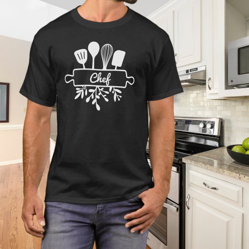 Dad Chef Kitchen Utensil and Greenery T_Shirt