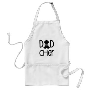 Dad Chef with Chef Hat and Mustache Adult Apron