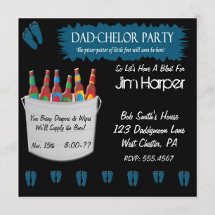 Dad-chelor Diaper Keg Party Invitations