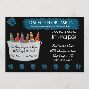 Dad-chelor Diaper Keg Party Invitations