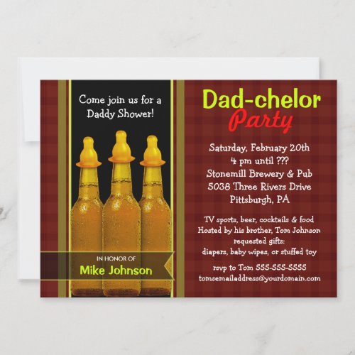 Dad-chelor Party - Daddy Baby Shower Invitations