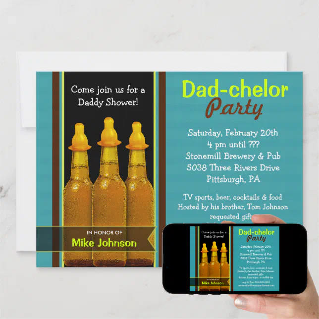 Dadchelor Party Daddy Baby Shower Invitations Zazzle