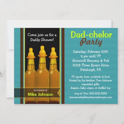 Dad-chelor Party - Daddy Baby Shower Invitations
