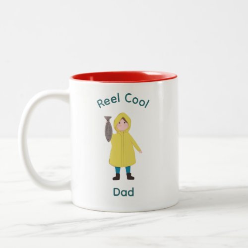 Dad  Child Fishing Day Illustration Fathers Day Two_Tone Coffee Mug