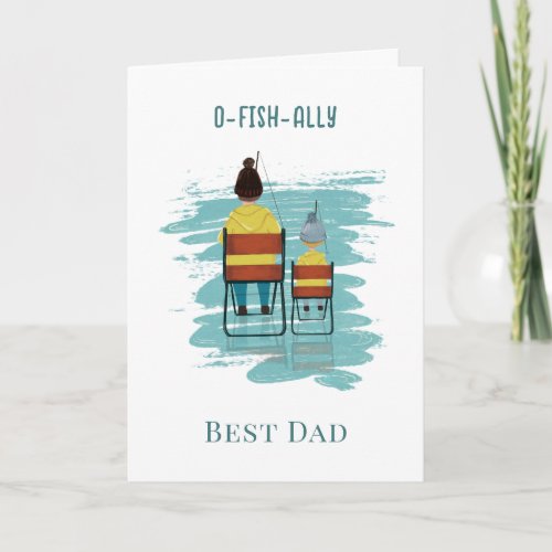Dad  Child Fishing Day Illustration Fathers Day Card