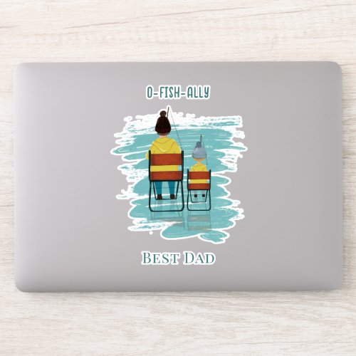 Dad  Child Fishing Day Illustration Fathers Day Sticker