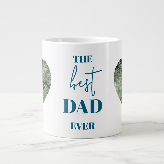 Dad & Child Photo – Heart Frame Best Dad Ever |  Giant Coffee Mug (Front)