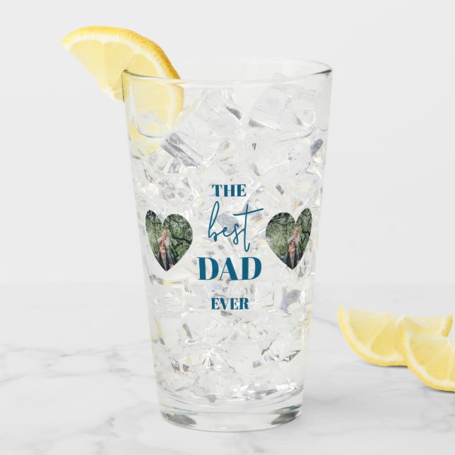 Dad & Child Photo – Heart Frame Best Dad Ever Glass (Front Ice)