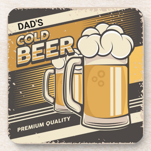 DAD Classic Cold Beer Throw Pillow Beverage Coaster (Front)