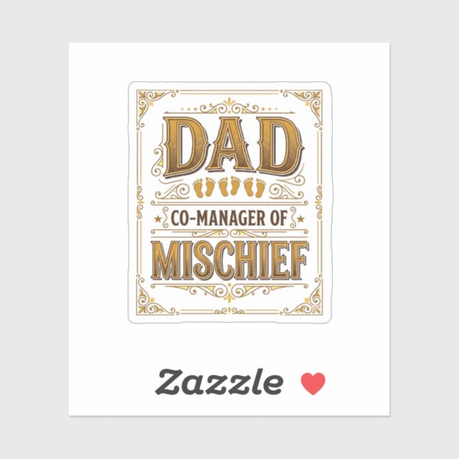 Dad Co-Manager of Mischief Funny Father Design_1 Sticker (Sheet)