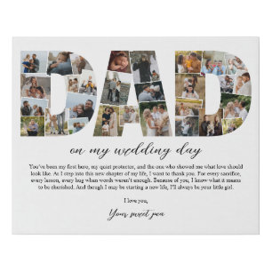 Dad Collage On My Wedding Day Father Gift for Him Faux Canvas Print