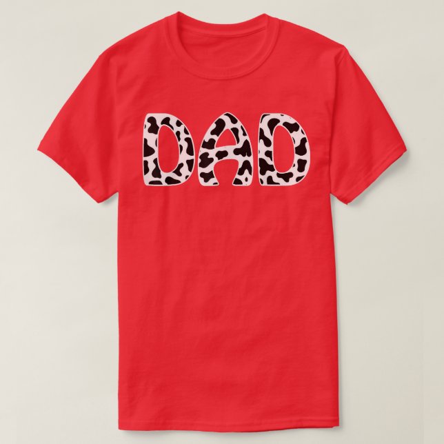 Dad Cow Print Black & White  Loves Cows Fathers Fa T-Shirt (Design Front)