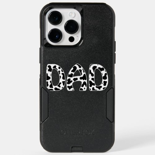 Dad Cow Print Black  White  Loves Cows Fathers Far OtterBox iPhone 14 Pro Max Case