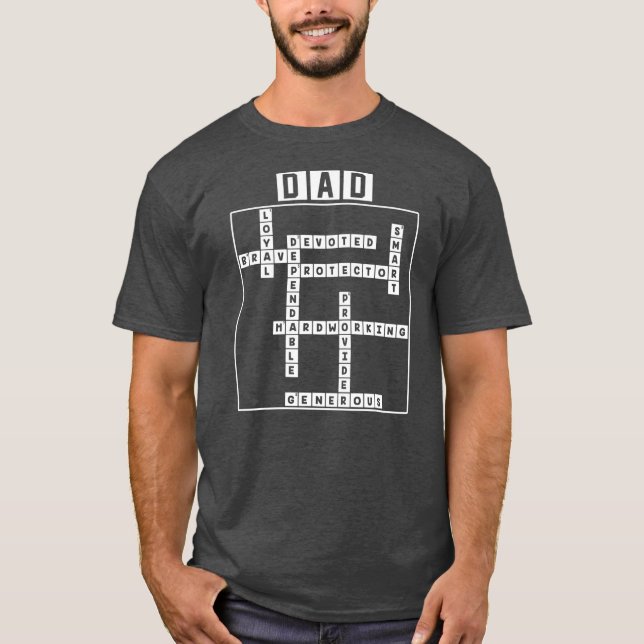 Dad Crossword Puzzle Father's Day Love Word Games T-Shirt (Front)