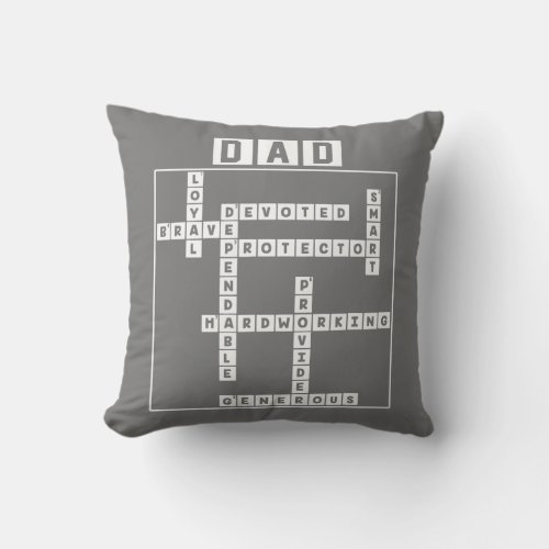 Dad Crossword Puzzle Fathers Day Love Word Games Throw Pillow
