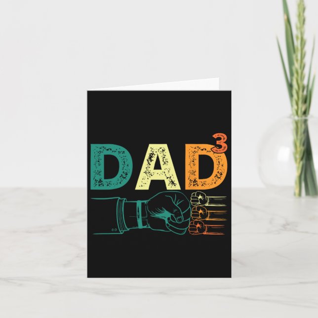 Dad Cubed Dad Of Three Mens Quote Funny Christmas  Card (Front)