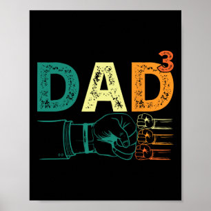 Dad Cubed Dad Of Three Mens Quote Funny Christmas Poster