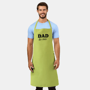 Dad Custom Est date avocado green modern grill bbq Apron