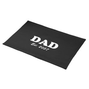 Dad Custom Est date modern typography black Cloth Placemat