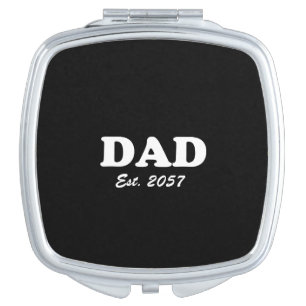 Dad Custom Est date modern typography black Compact Mirror