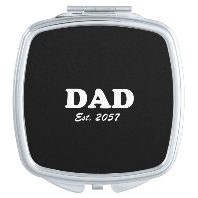 Dad Custom Est date modern typography black Compact Mirror (Front)