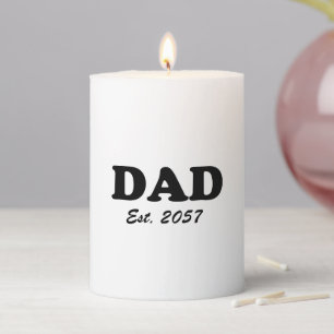 Dad custom est date modern typography fun birthday pillar candle