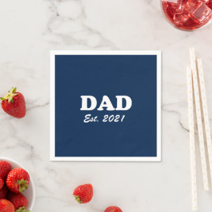 Dad Custom Est date navy blue white Father's Day Napkins