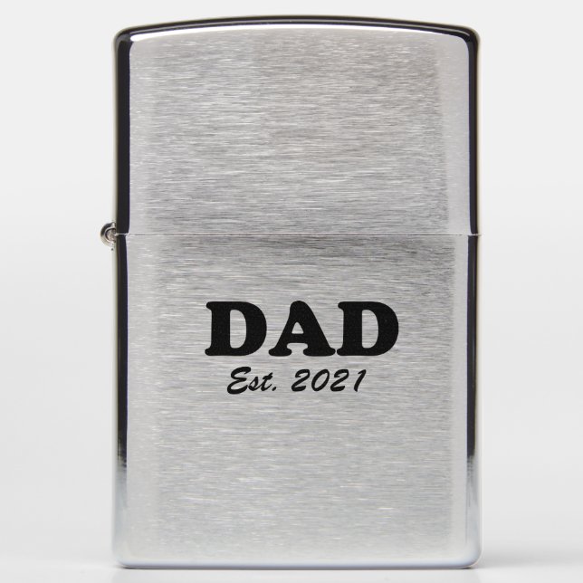 Dad custom established date black modern elegant zippo lighter (Front)