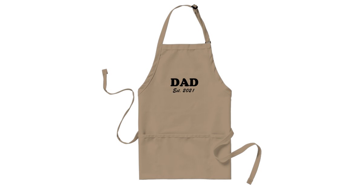 Dad custom established date black modern text adult apron