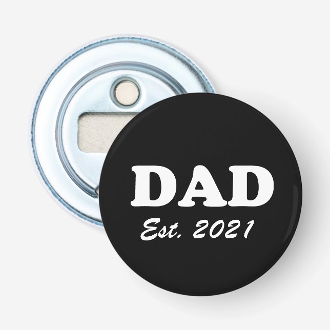 Dad custom established date black white modern bottle opener (Front)