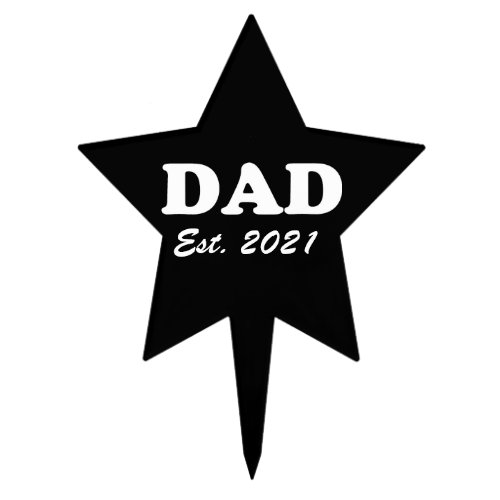 Dad Custom Established date black white modern Cake Topper