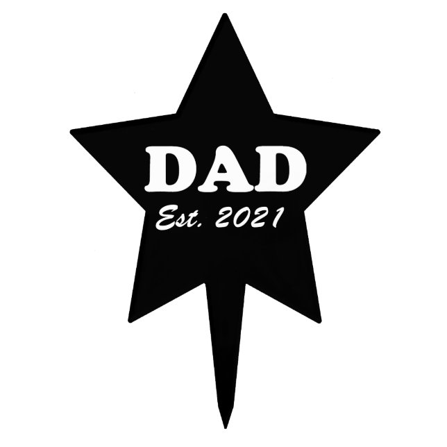 Dad Custom Established date black white modern Cake Topper (Front)