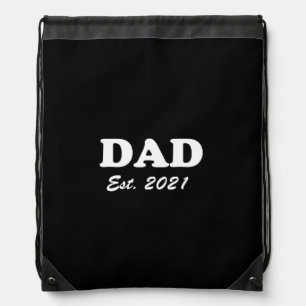 Dad Custom established date black & white modern Drawstring Bag