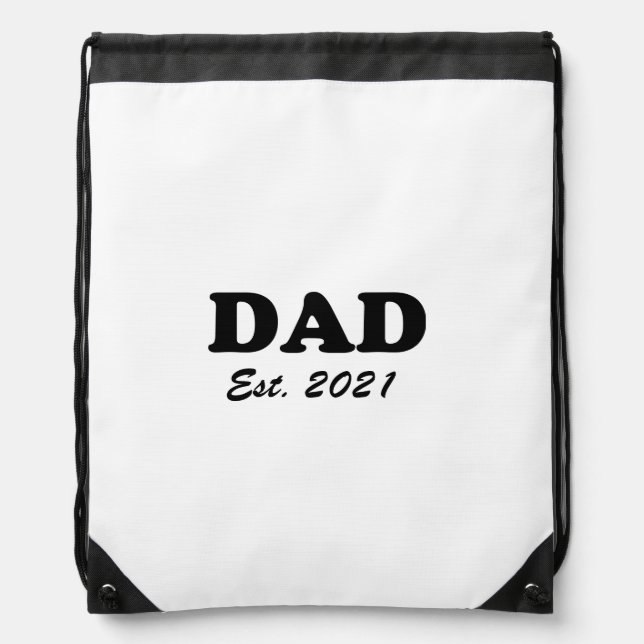 Dad Custom Established date black white modern Drawstring Bag (Front)