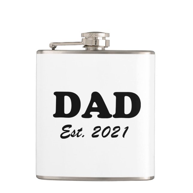 Dad Custom Established date black white modern Flask (Front)