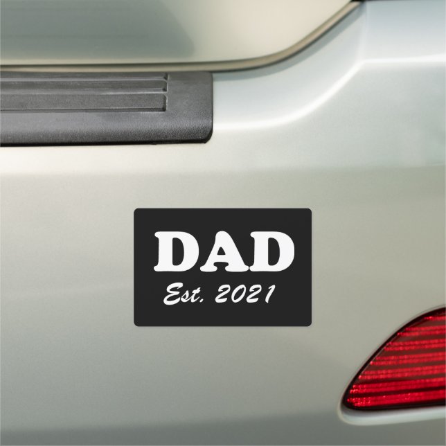 Dad Custom Established date black white modern fun Car Magnet (In Situ)