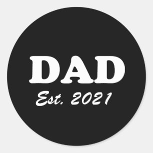 Dad custom established date black white modern fun classic round sticker
