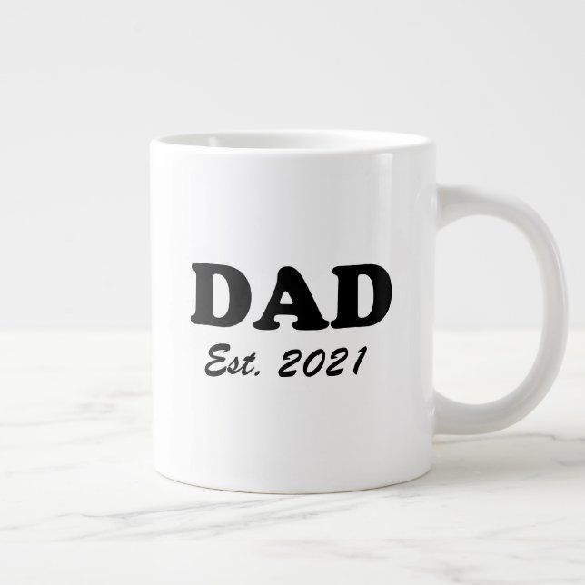 Dad custom established date black white modern giant coffee mug (Right)