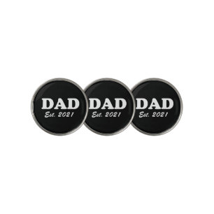 Dad Custom Established date black white modern Golf Ball Marker