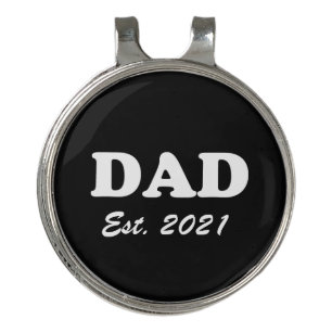 Dad Custom Established date black white modern Golf Hat Clip