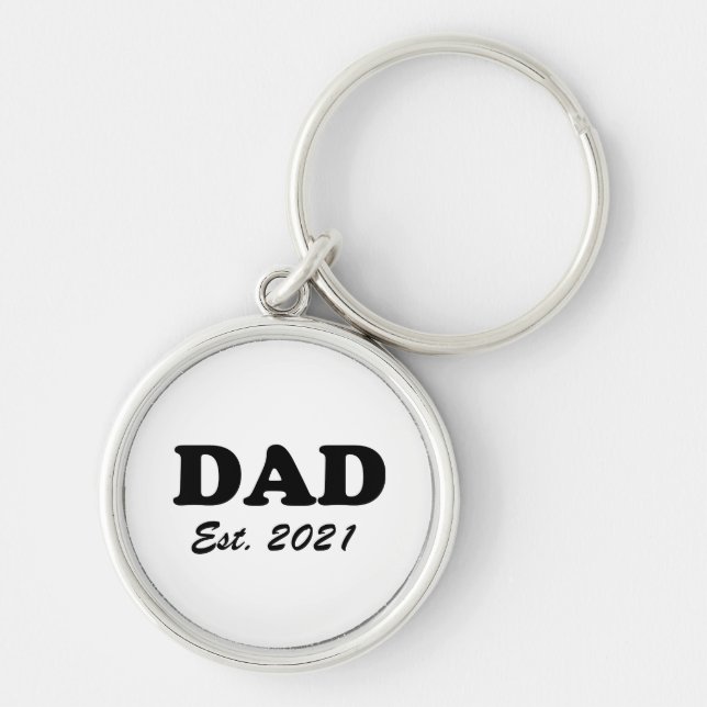 Dad custom established date black white modern keychain (Front)