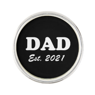 Dad Custom Established date black & white modern Lapel Pin