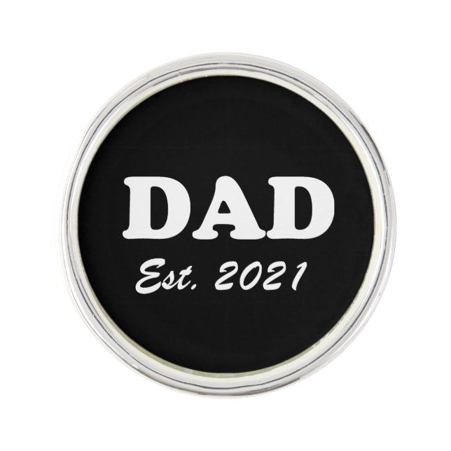 Dad Custom Established date black & white modern  Lapel Pin (Front)
