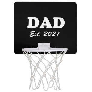 Dad Custom Established date black white modern Mini Basketball Hoop