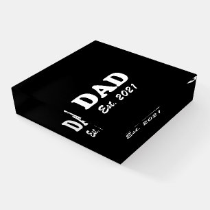 Dad custom established date black white modern paperweight