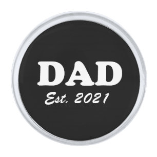 Dad Custom Established date black & white modern Silver Finish Lapel Pin