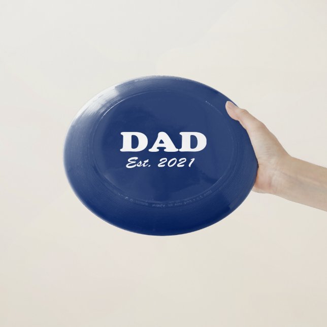 Dad Custom Established date blue white modern Wham-O Frisbee (In Hand)